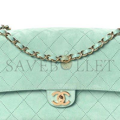 CHANEL SUEDE CALFSKIN SMALL SOUPLISSIMO MAXI FLAP GREEN (33*18*10cm) 
